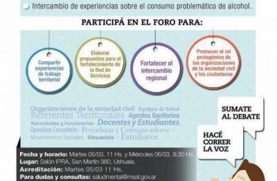 Ushuaia ser� sede del �Foro Regional de Salud Mental y Adicciones�