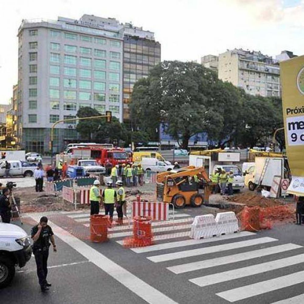 Escape de gas en la avenida 9 de Julio, donde realizan obras del Metrobus