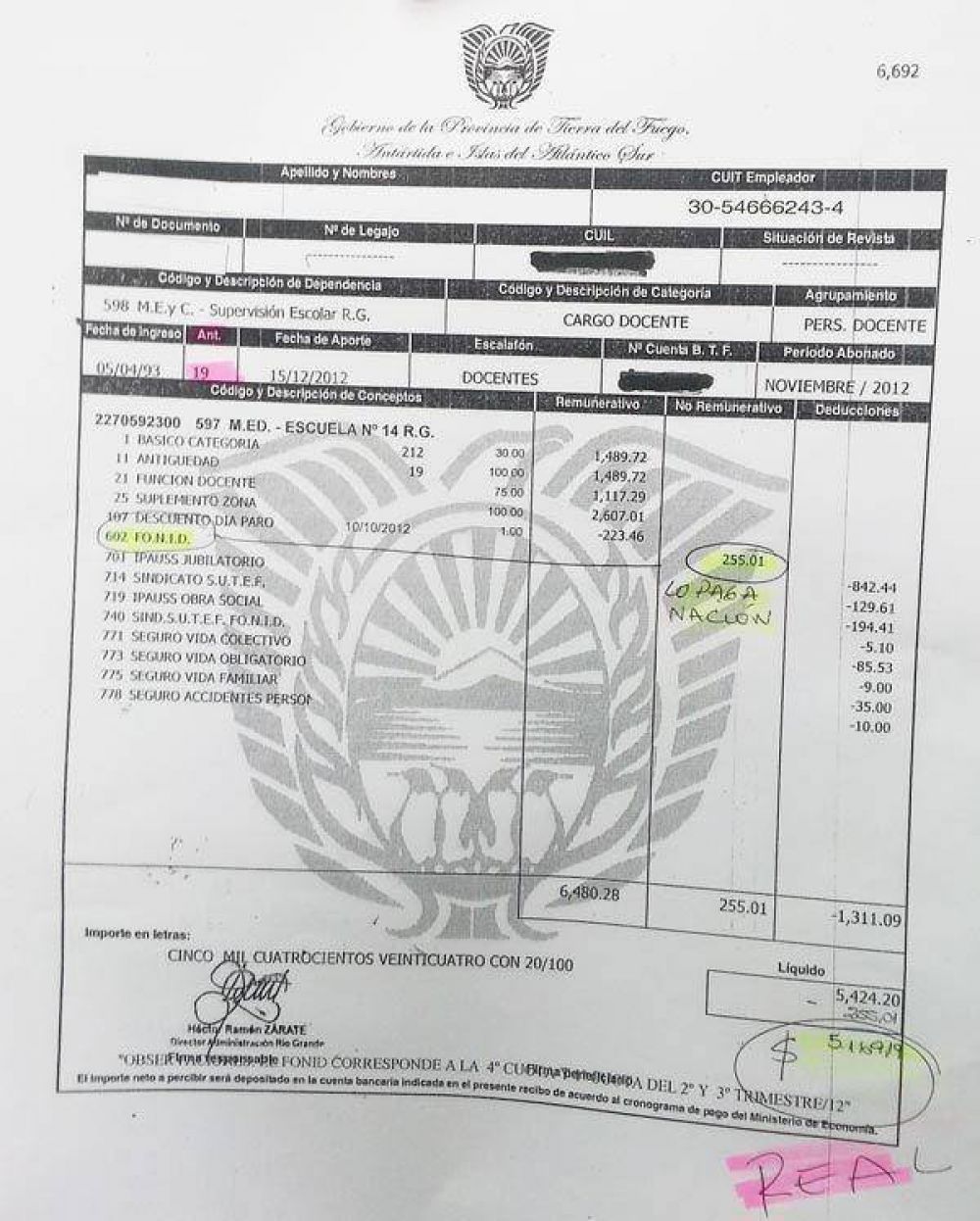 El sueldo real de un docente con 19 a�os de antig�edad es de poco m�s de 5 mil pesos