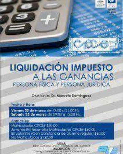 CPCEF invita al curso: �Liquidaci�n impuesto a las ganancias � persona f�sica y persona jur�dica�