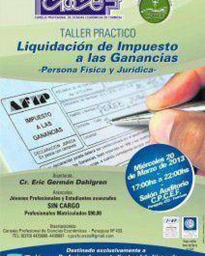 CPCEF invita al taller pr�ctico de �Liquidaci�n de Impuesto a las Ganancias�