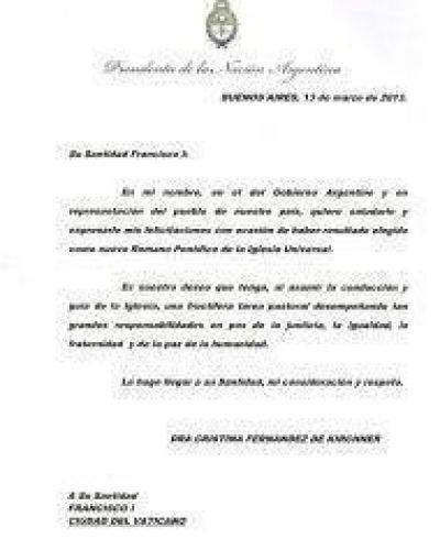 La presidenta envi� una nota personal al flamante Papa y confirm� su viaje a Roma