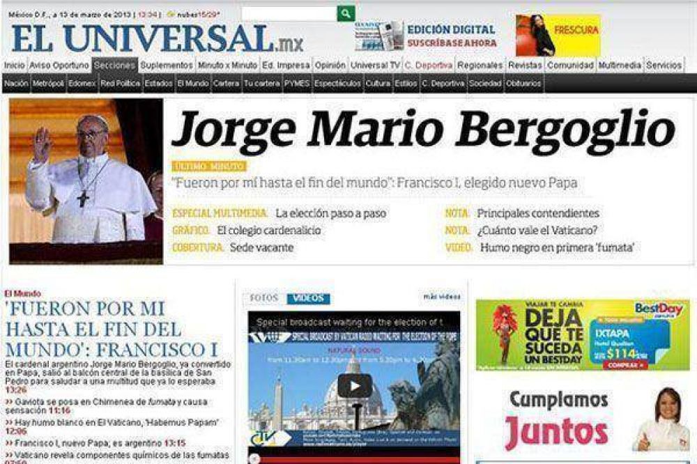 C�mo reflejan los medios del mundo la elecci�n de Bergoglio como Papa