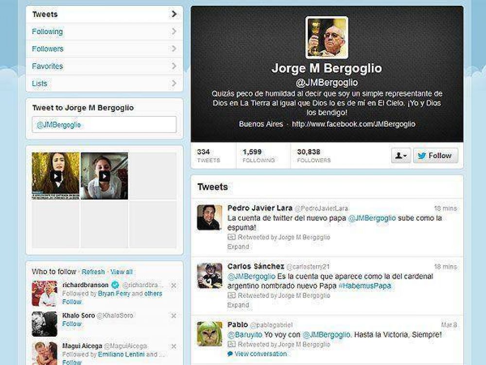 La cuenta falsa de Bergoglio fue furor en Twitter