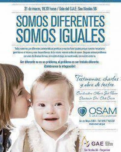 OSAM y el GAE celebrar�n el �D�a Mundial del S�ndrome de Down� en la ciudad