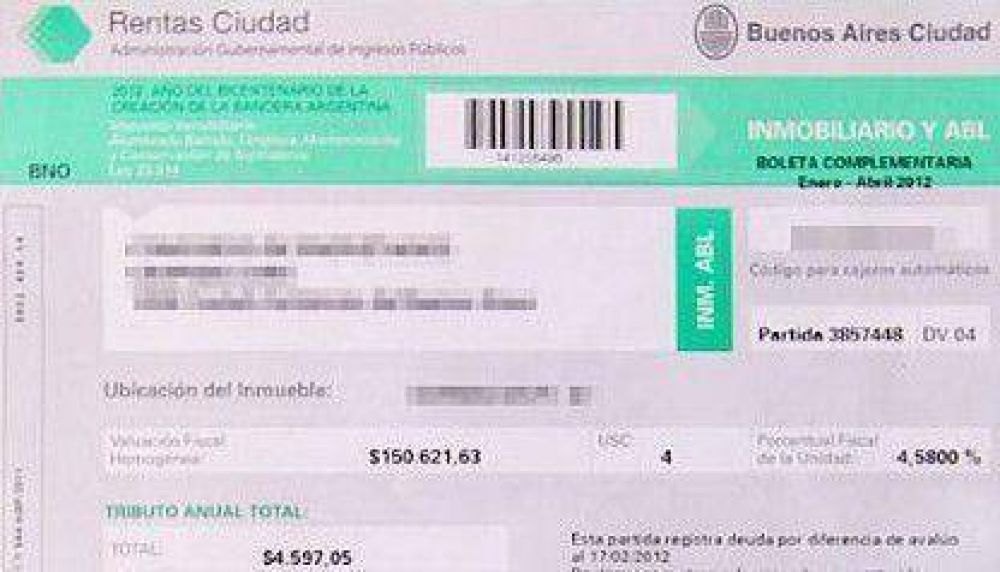 Modifican boletas de ABL y patentes
