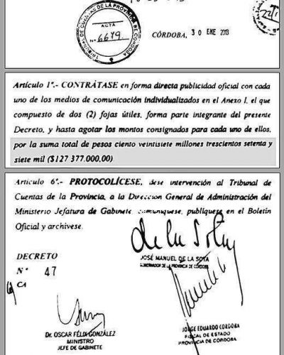 44 millones para publicidad fuera de C�rdoba (127 M en total)