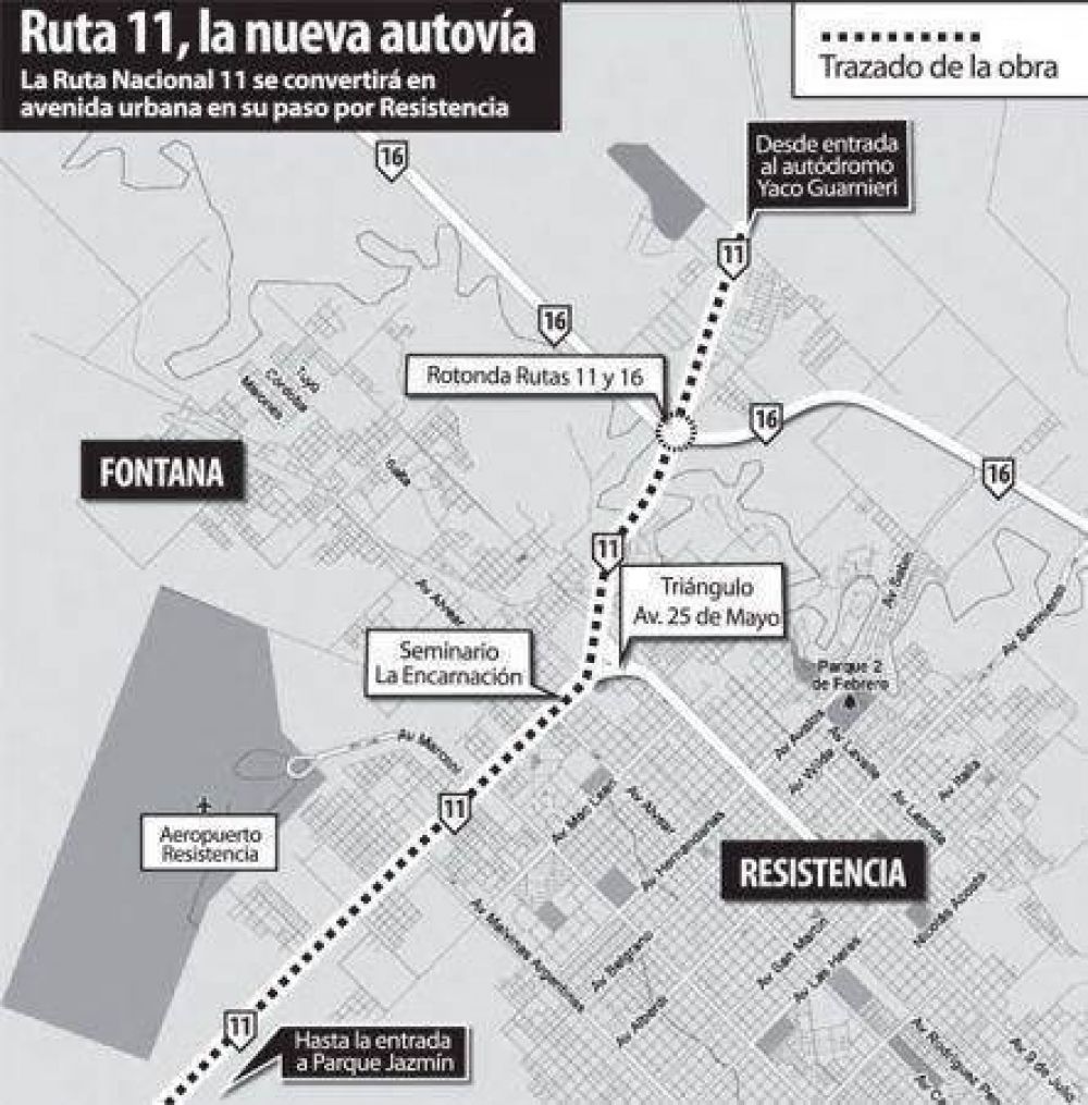 Inversi�n de 758 millones para convertir en una avenida urbana a la ruta 11 en su paso por Resistencia
