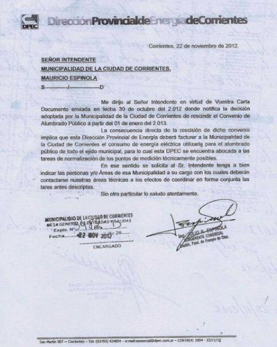 Por falta de pago, la Dpec cort� el suministro de energ�a al Municipio