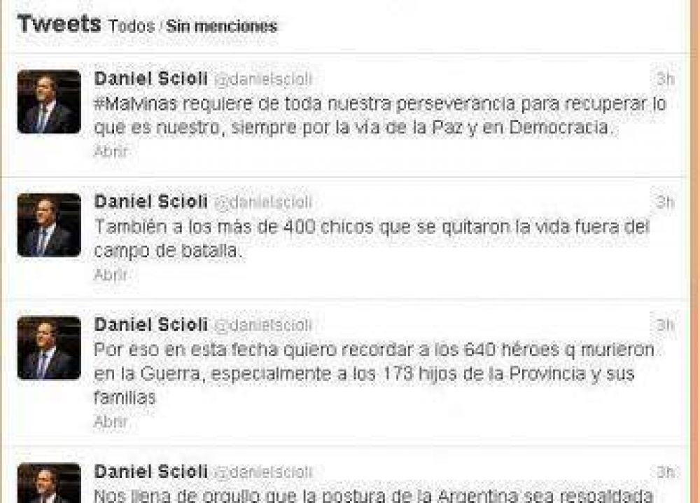 Scioli, lejos de CFK, pidi� por Malvinas