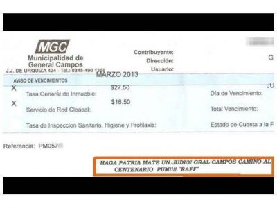 Sancionaron a todas las empleadas de Rentas de General Campos por la boleta antisemita