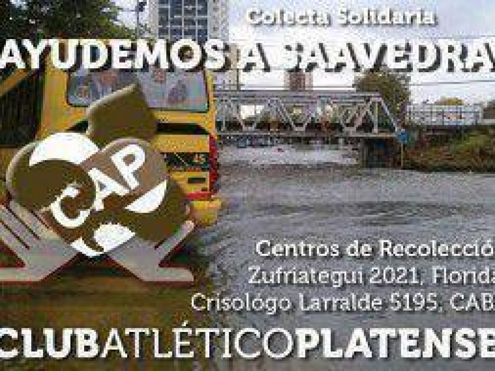 Temporal: Platense organiza colecta bajo el lema "Ayudemos a Saavedra"