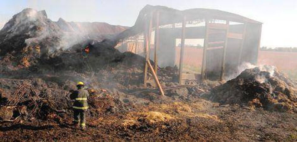 Ser�a intencional el incendio del galp�n con once mil fardos 