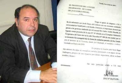 Confalonieri mand� una nota agradeciendo al concejal Carlos Mansilla