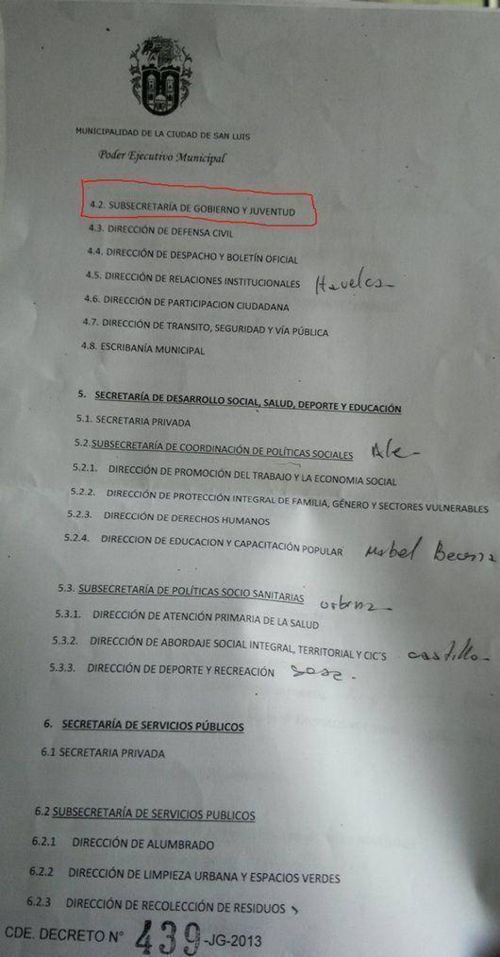 Ponce cambi�, una vez m�s, el organigrama municipal	