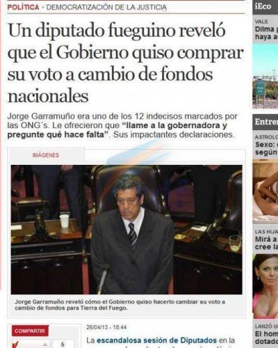 Declaraciones de Garramu�o ganaron espacio en los diarios Clar�n y La Naci�n