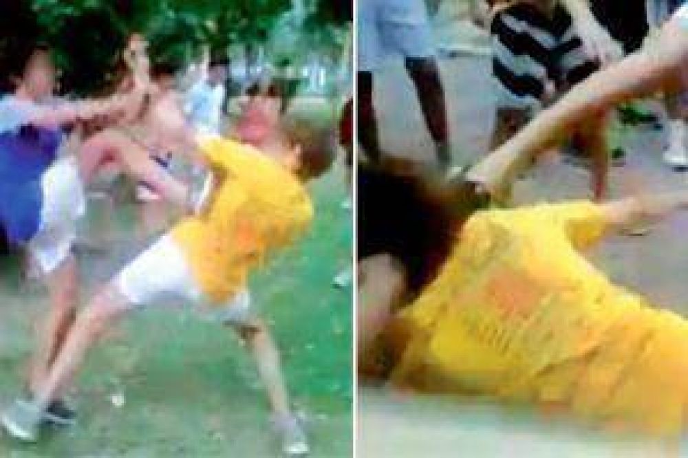 Conmoci�n por otro video de una feroz pelea entre menores