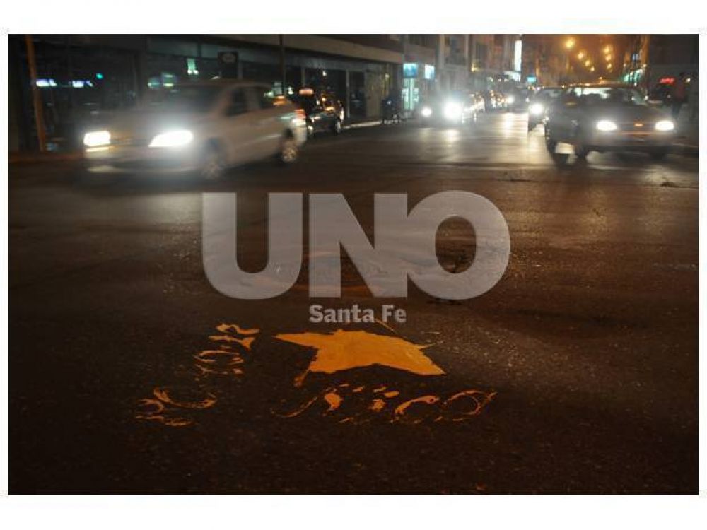 Pintaron una estrella para pedir justicia y seguridad vial