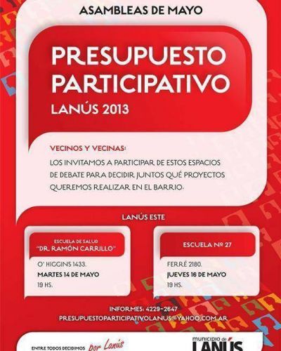 MUNICIPIO DE LAN�S: NUEVAS ASAMBLEAS BARRIALES EN LAN�S ESTE