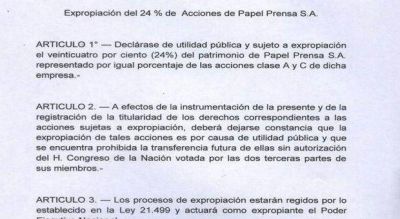 Diputados kirchneristas proponen la expropiaci�n de parte de Papel Prensa