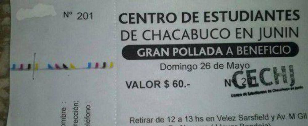 El Centro de estudiantes de Chacabuco en Junn est organizando una pollada