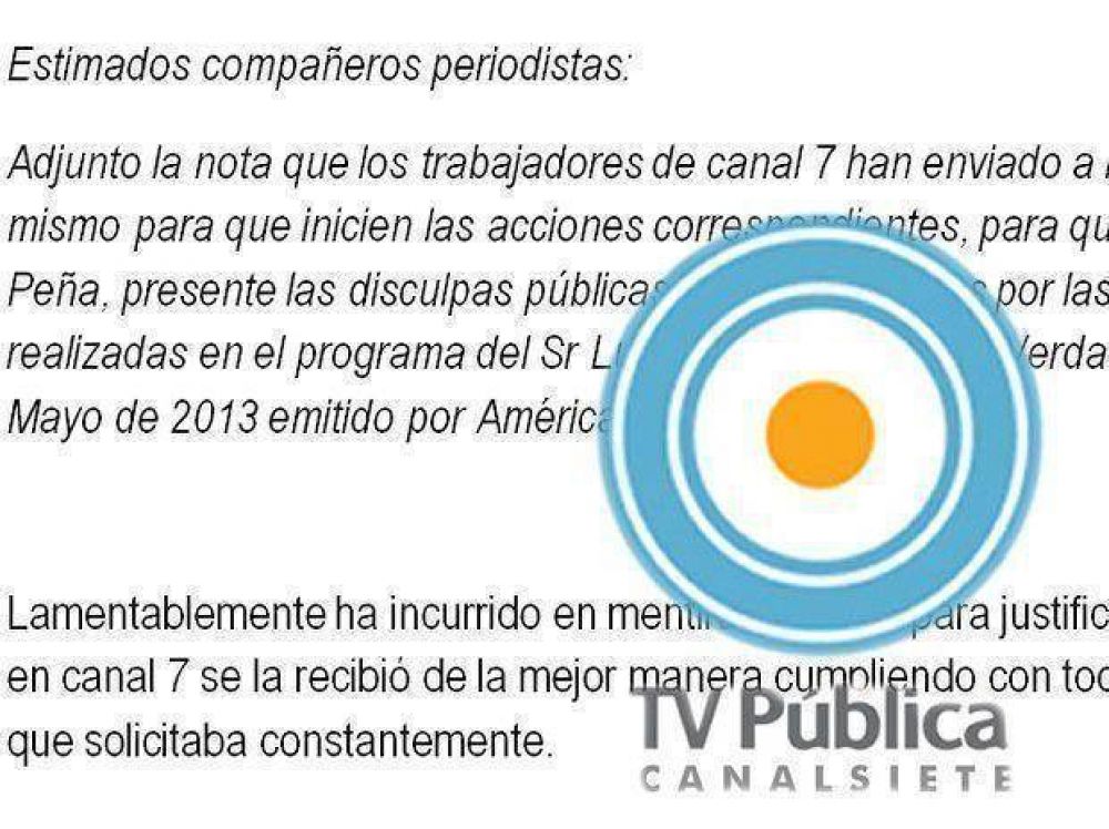 La carta de los trabajadores de la Tv P�blica a Flor Pe�a