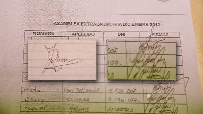 Julia Olivera: �yo no estuve en la asamblea y esa no es mi firma�