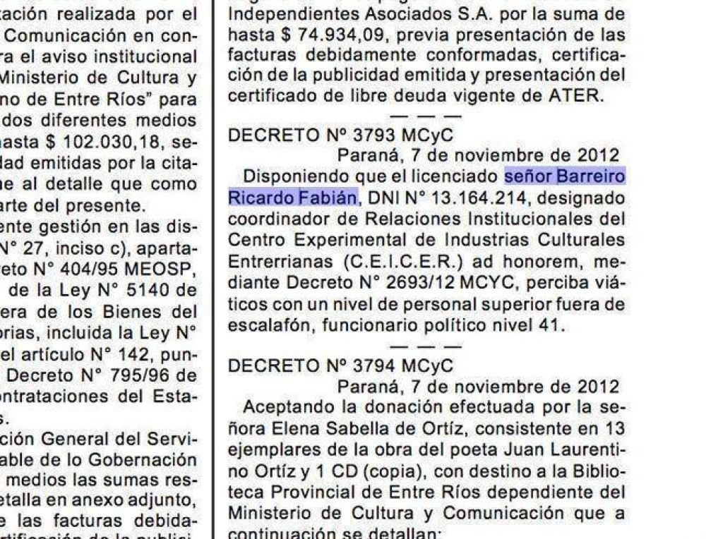 El jardinero de los Kirchner, con cargos en Formosa y Entre R�os