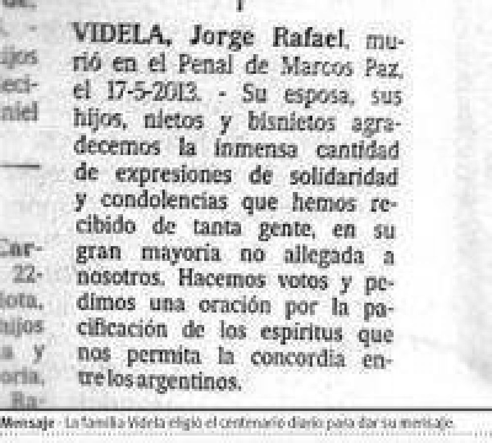La familia de Videla reclam "concordia"