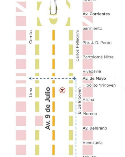 Metrob�s 9 de Julio: cambio vehicular para tomar Av. de Mayo desde el sur