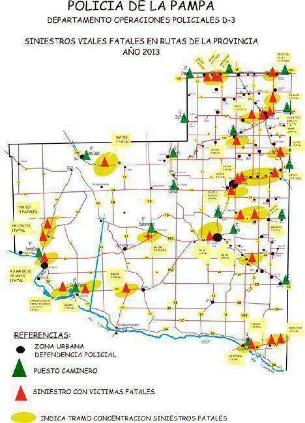 Los siniestros viales se concentran en la zona norte y noreste de la provincia