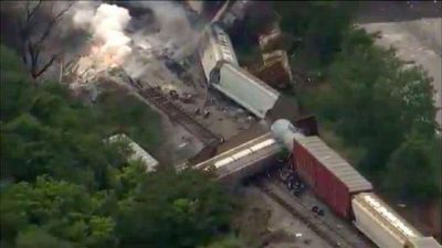Descarril� y explot� un tren de cargas en EEUU