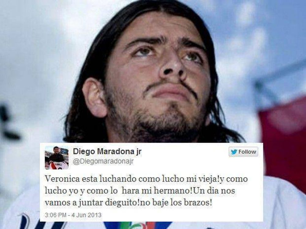 Diego Maradona Jr.: "Ver�nica est� luchando como mi vieja"