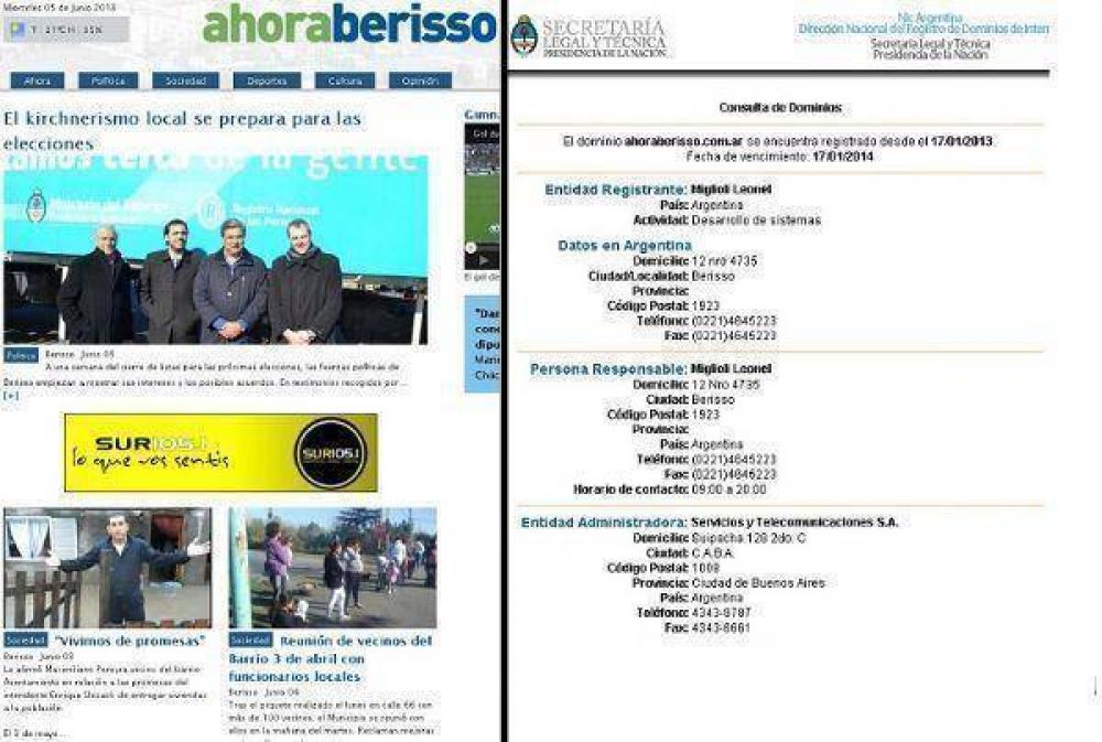 Hombres de Randazzo lanzaron un portal en Berisso para condicionar al intendente