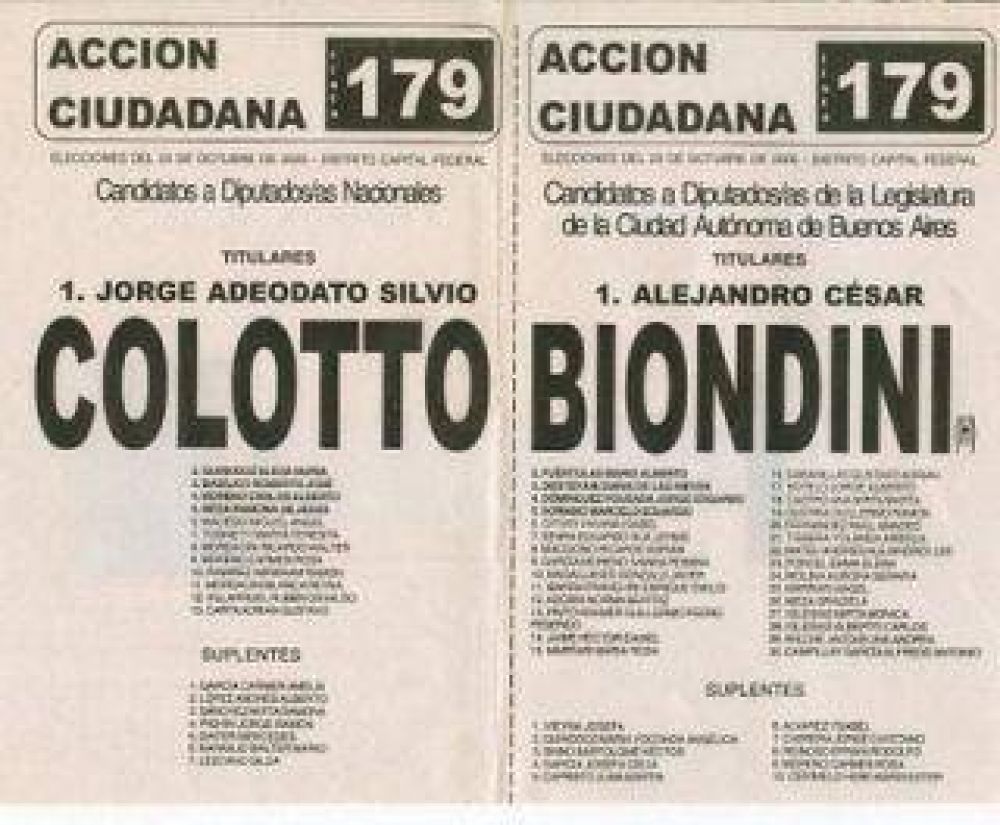 La boleta del partido de Lavagna con el neonazi Biondini