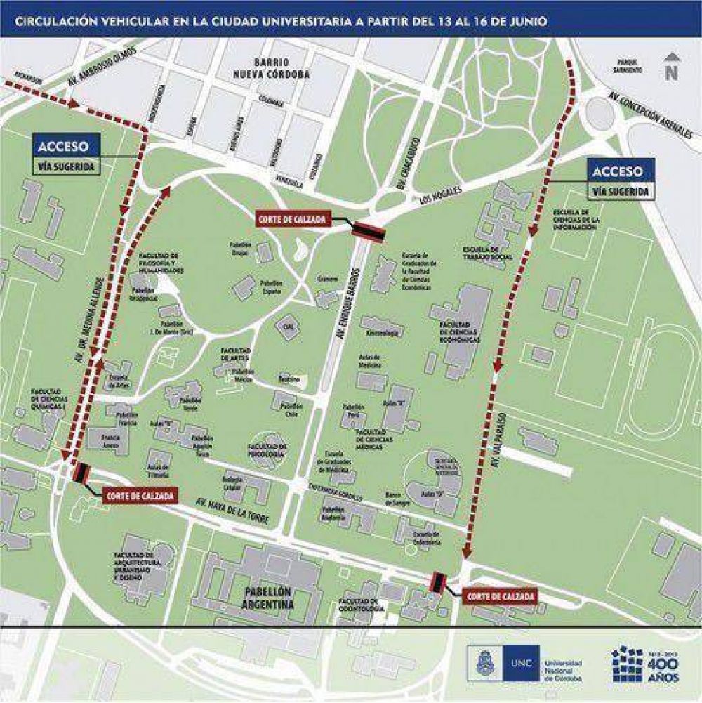 Contin�an los desv�os de tr�nsito en Ciudad Universitaria
