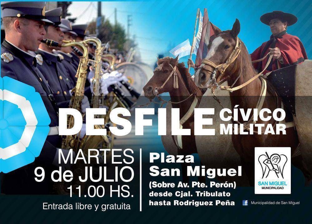 En San Miguel se realizar� el tradicional Desfile C�vico-Militar por el 9 de julio               