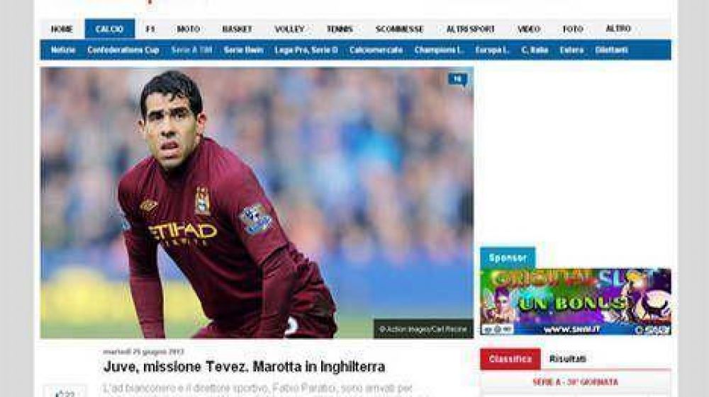 Tevez, a Juventus