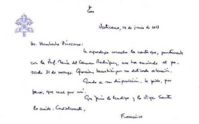 El Papa Francisco le escribi� una carta al Intendente Z�ccaro: �Rece por m� y que Jes�s lo bendiga�