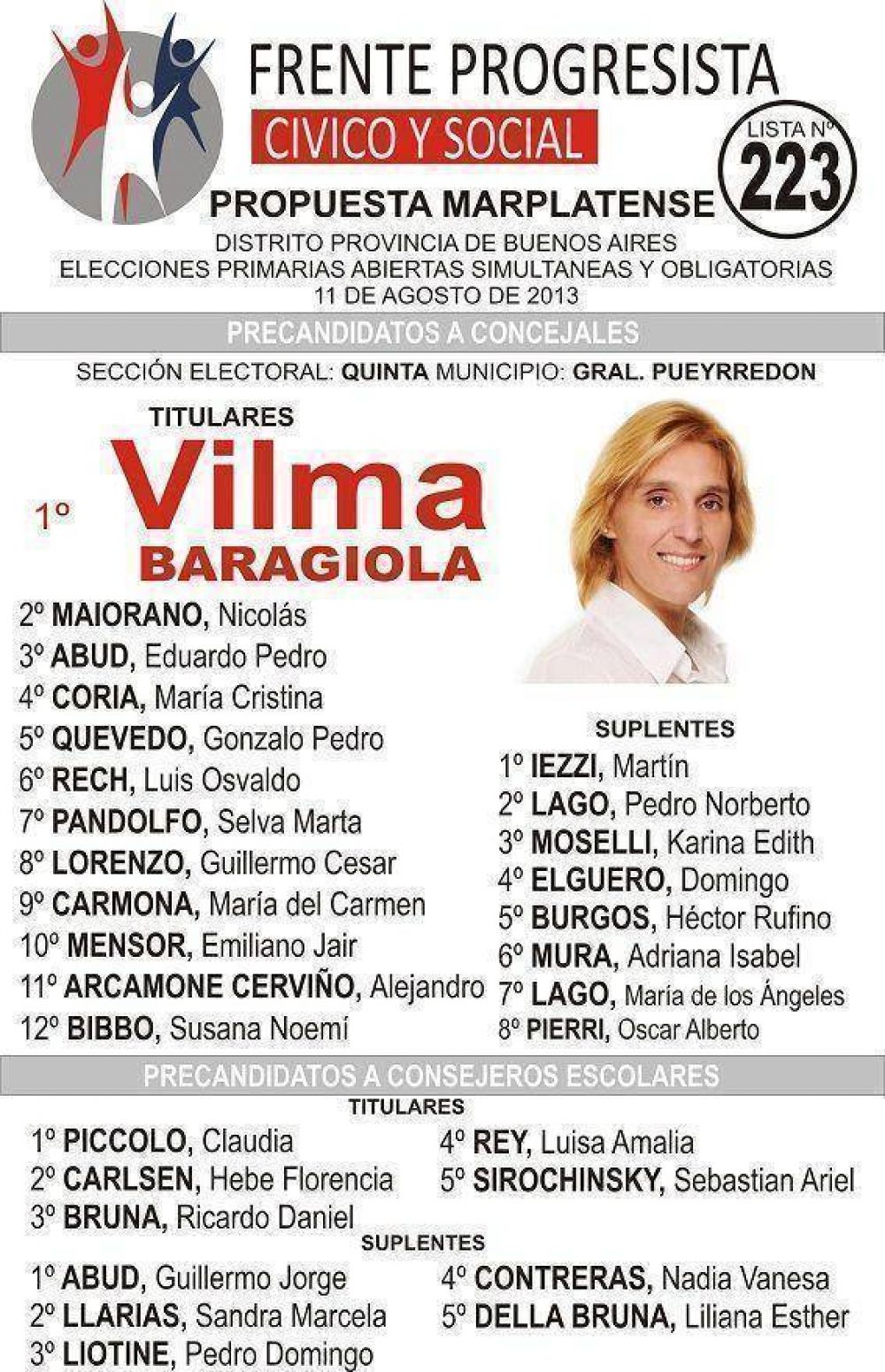 Boleta oficializada de Vilma Baragiola