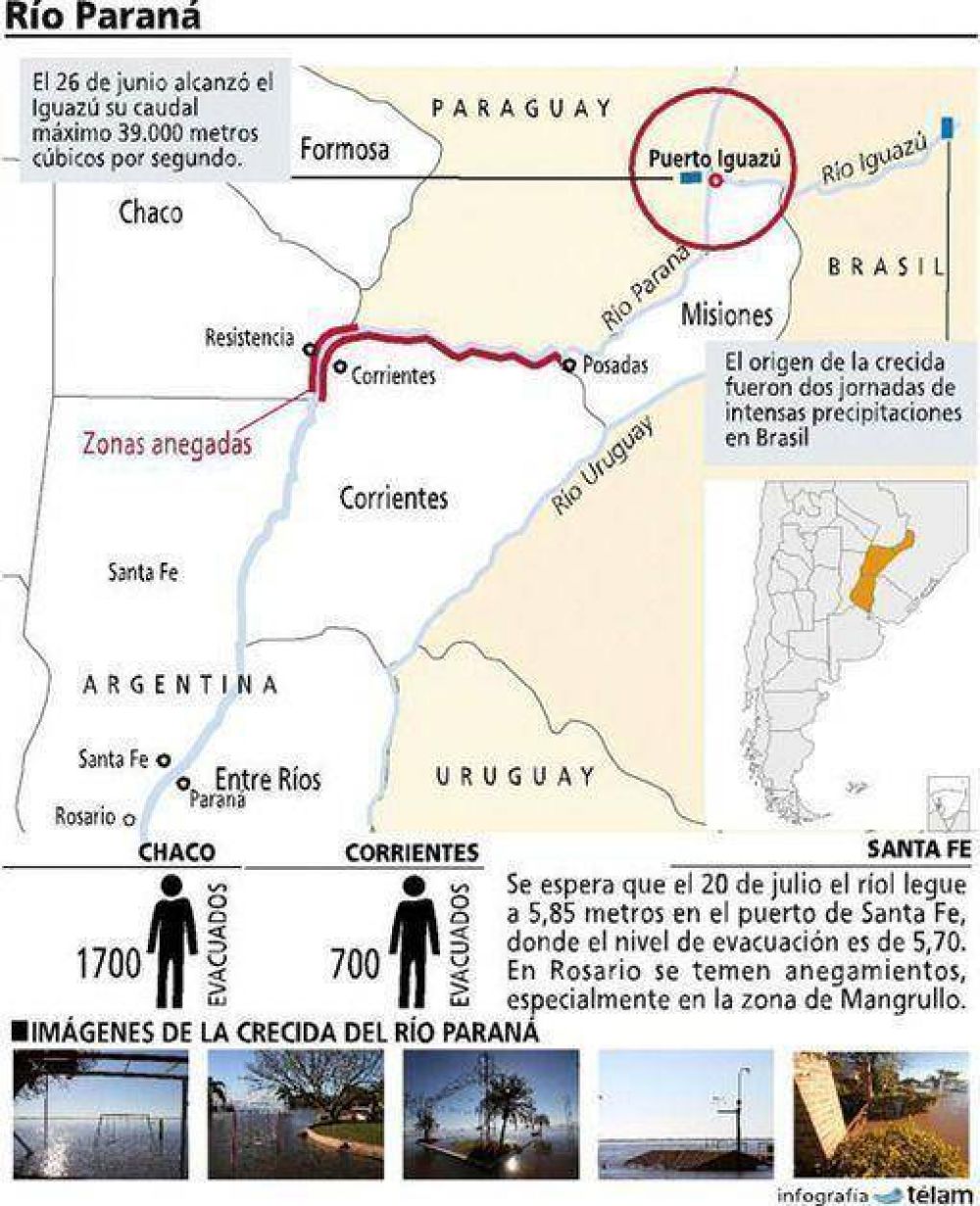 El r�o Paran� en baja o estacional pero pronostican lluvias en Chaco y Corrientes 