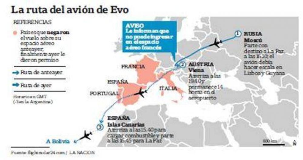 Indignaci�n en Am�rica del Sur por el desv�o y la demora del avi�n de Evo