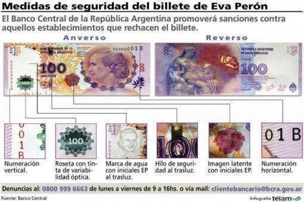 Sancionar�n a los comercios que rechacen el billete de Eva Per�n