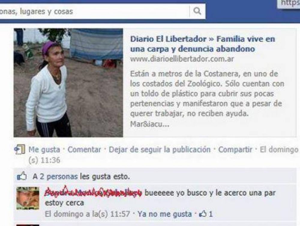 Familia que vive en una carpa recibi� innumerables muestras de solidaridad