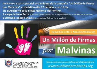 La campa�a �Un mill�n de firmas por Malvinas� llega a nuestra provincia