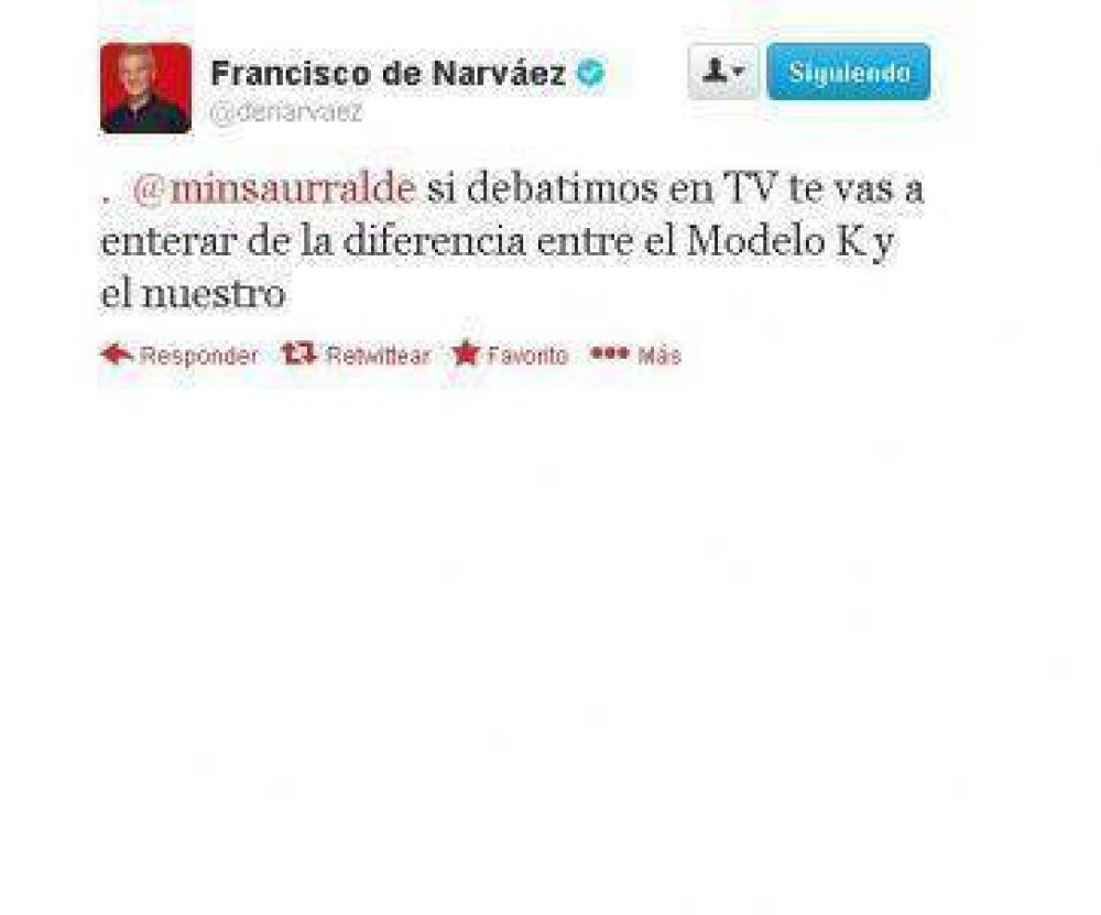 De Narv�ez ret� a debatir a Insaurralde