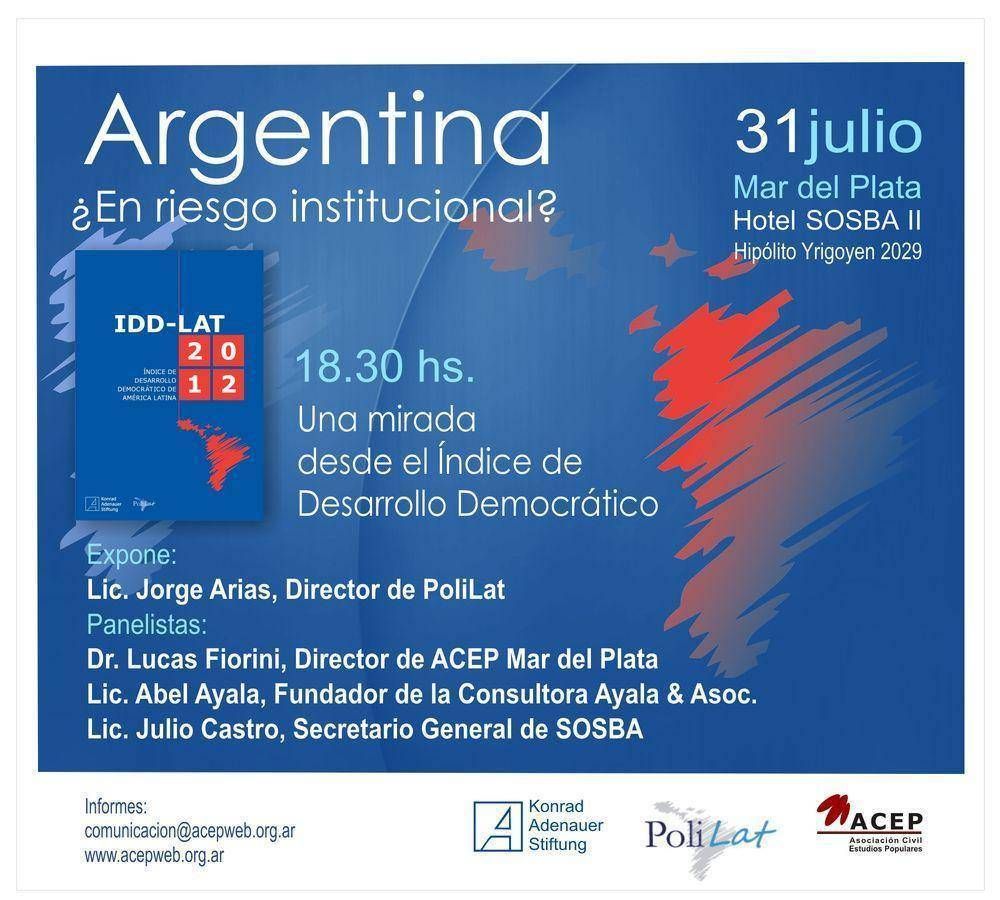 Presentar�n en Mar del Plata el �ndice de desarrollo democr�tico de latinoam�rica