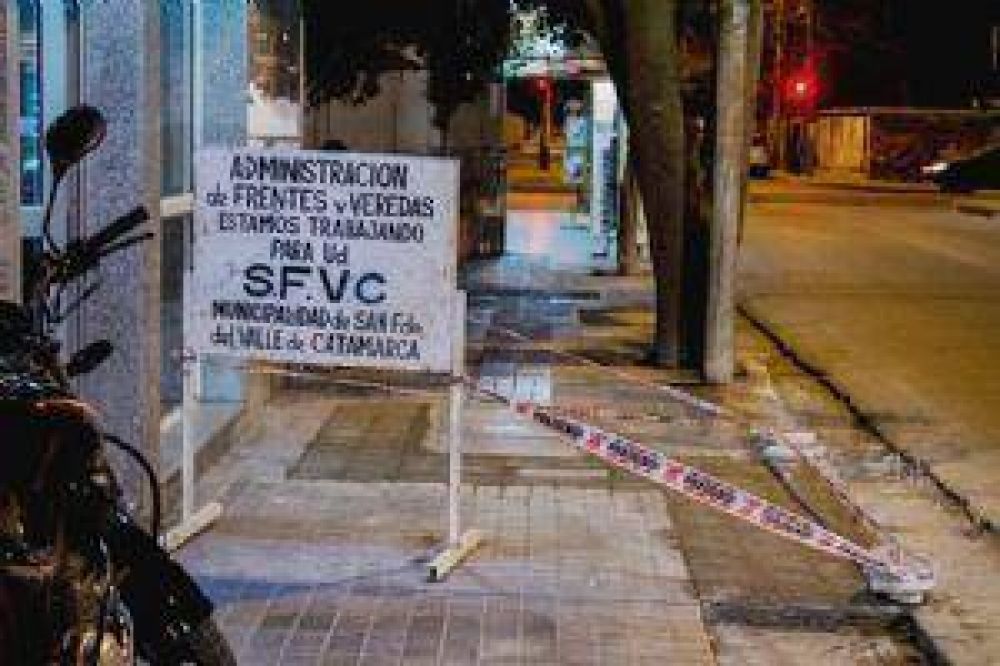 Recambio de veredas en el centro de la ciudad