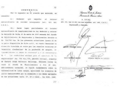 Se reabre la posibilidad del juicio pol�tico al Camarista Salvatori Reviriego