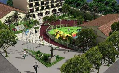 Trabajos de mejoramiento en una plaza c�ntrica de San Fernando